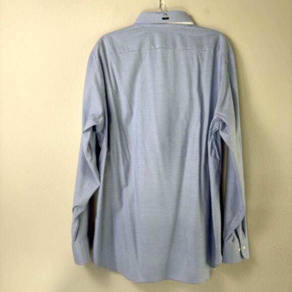 Uniqlo Easy Care Checked Stretch Slim Fit Long Sleeve Shirt Mens XXL Blue NWT - Picture 3 of 10